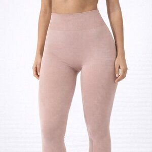 Alphalete Revival Seamless Leggings Nude Blush High Waisted Compression sz Small